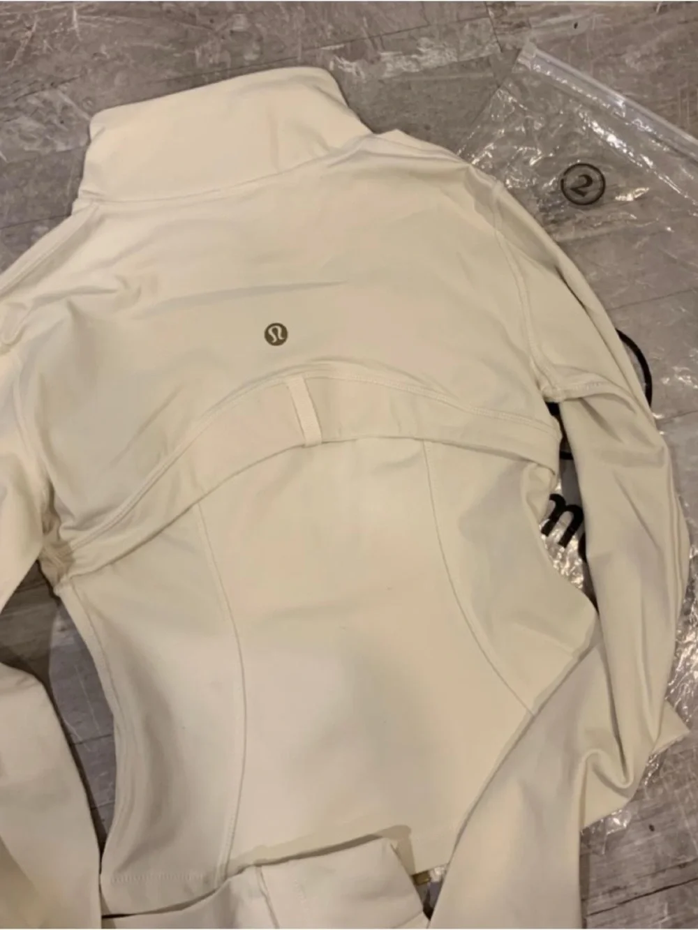 lululemon athletica Cream Zip-Up Utility Jacket with Gold Hardware